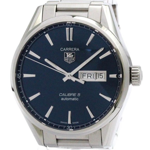 TAG HEUER Carrera Calibre 5 Day Date Automatic Watch WAR201E Polished - Picture 1 of 8